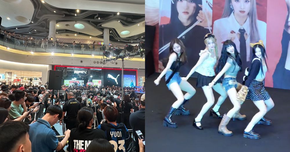 Crowd gathers at Bugis+ to see K-pop girl group Kiss of Life