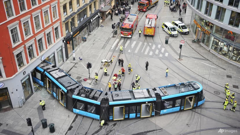 Four injured as tram crashes into Oslo store