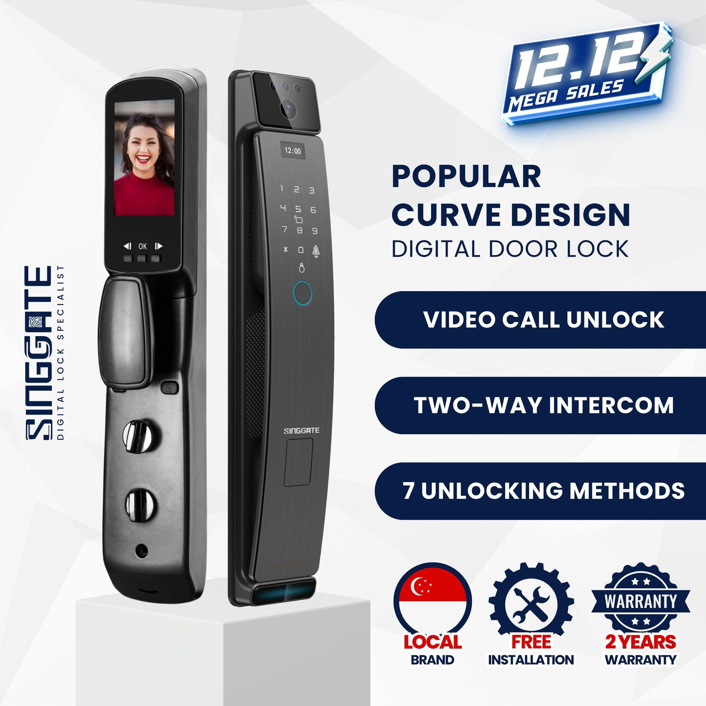 FR056 3D Face & Door Viewer Digital Door Lock