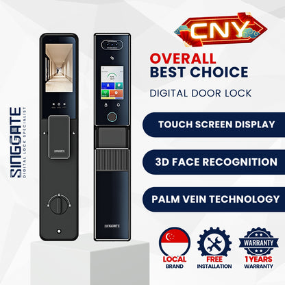 Singgate FR007 Max Dual Touch Screen with 3D Face + Palm Vein Digital Door Lock