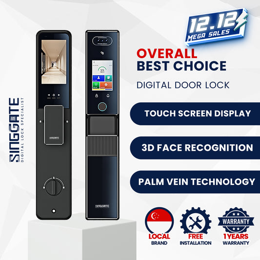 Singgate FR007 Max Dual Touch Screen with 3D Face + Palm Vein Digital Door Lock