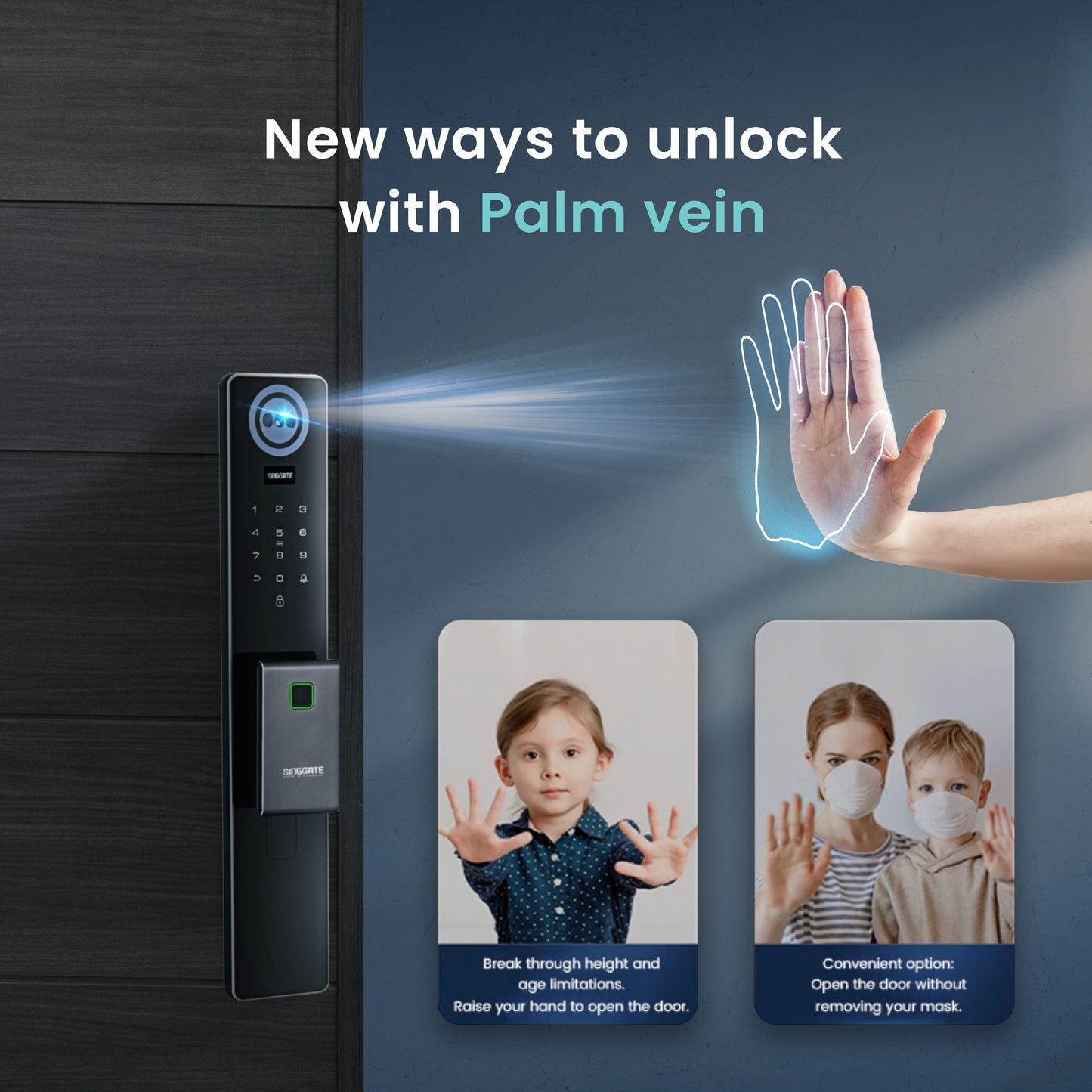 Singgate FR016 with 3D Face + Palm Vein Digital Door Lock