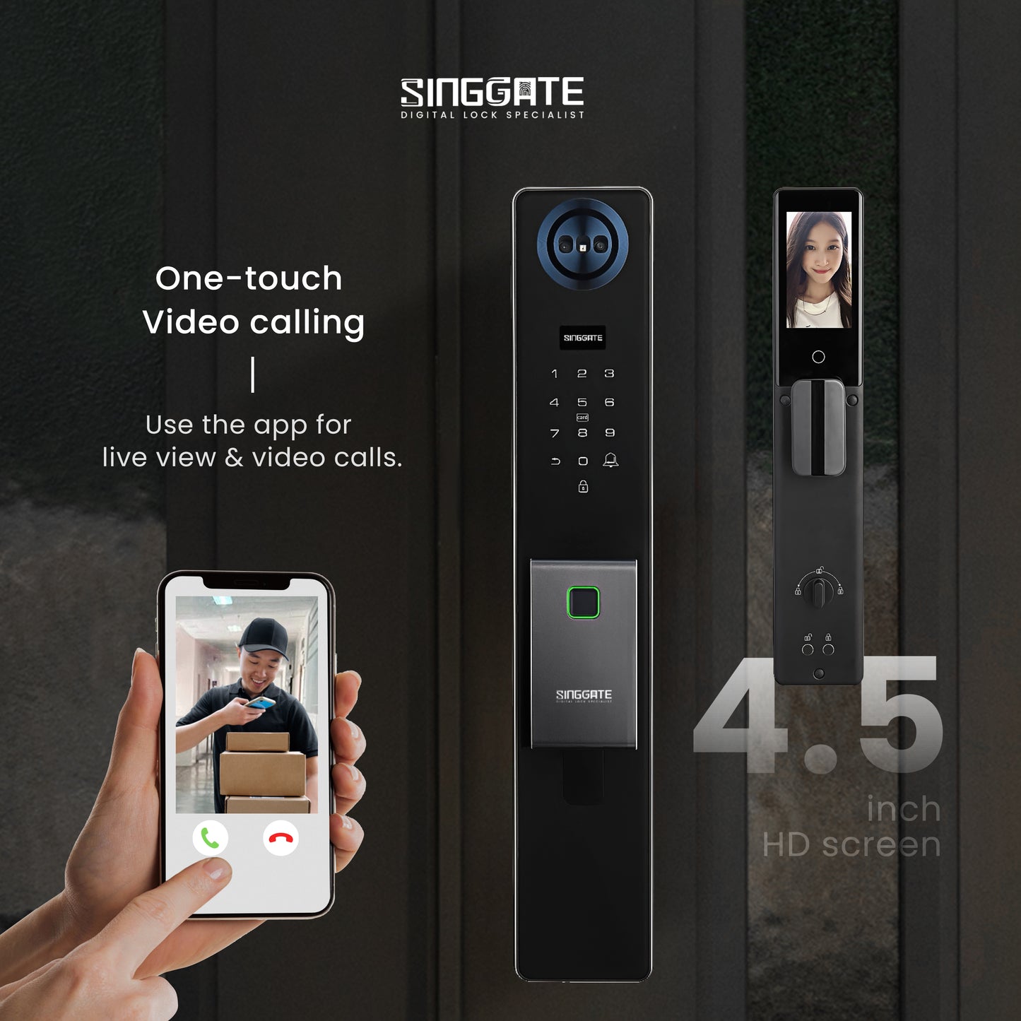 Singgate FR016 with 3D Face + Palm Vein Digital Door Lock