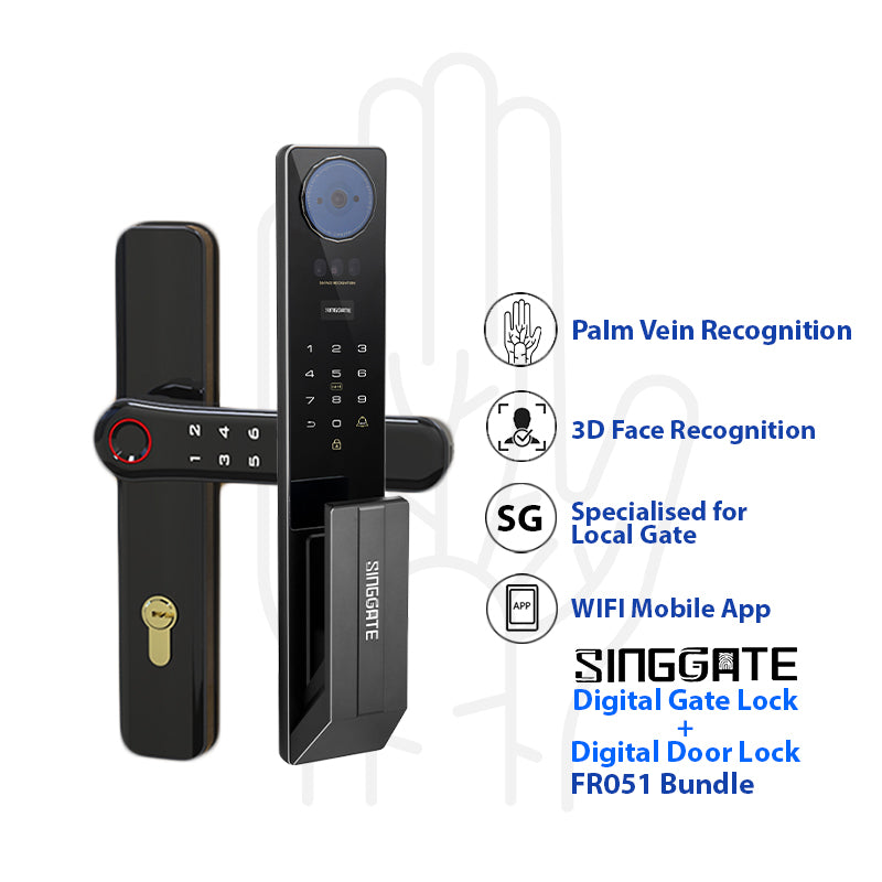 [National Day Promo] FR051 Door + FM021 Gate Digital Lock Bundle