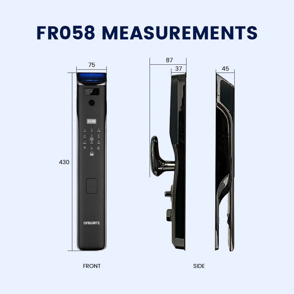 SINGGATE Door Digital Lock, ❤️NEW & BEST❤️ FR058 3D Face & Finger Vein Recognition + Video Call Door Viewer Digital Door Lock - SINGGATE Digital Lock