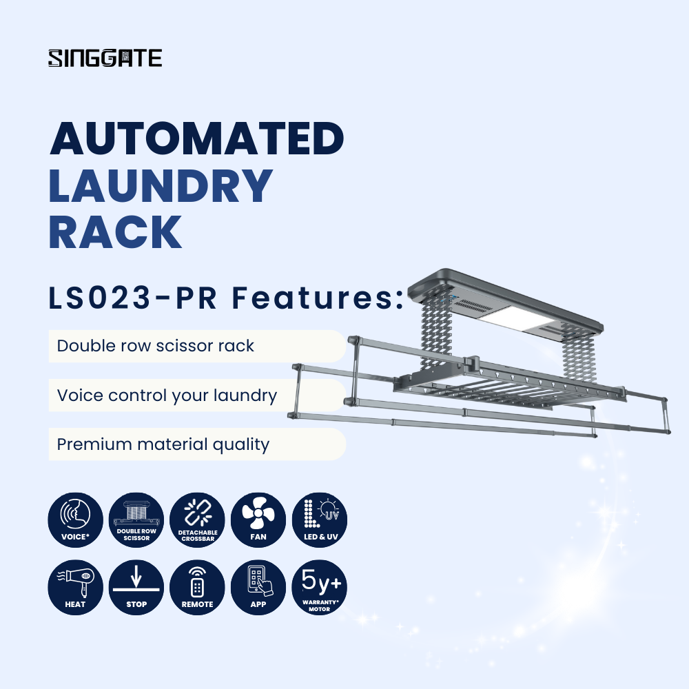 LS023 Pro Premium Quality & Voice Control Automated Laundry Rack