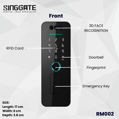 Singgate RM002 Metal Gate Digital Rim Lock